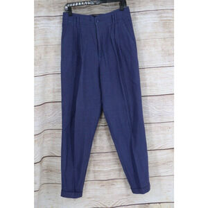 VINTAGE 62 East Womens Size 13/14 Pleated High Rise Cuffed Slacks Pants Blue